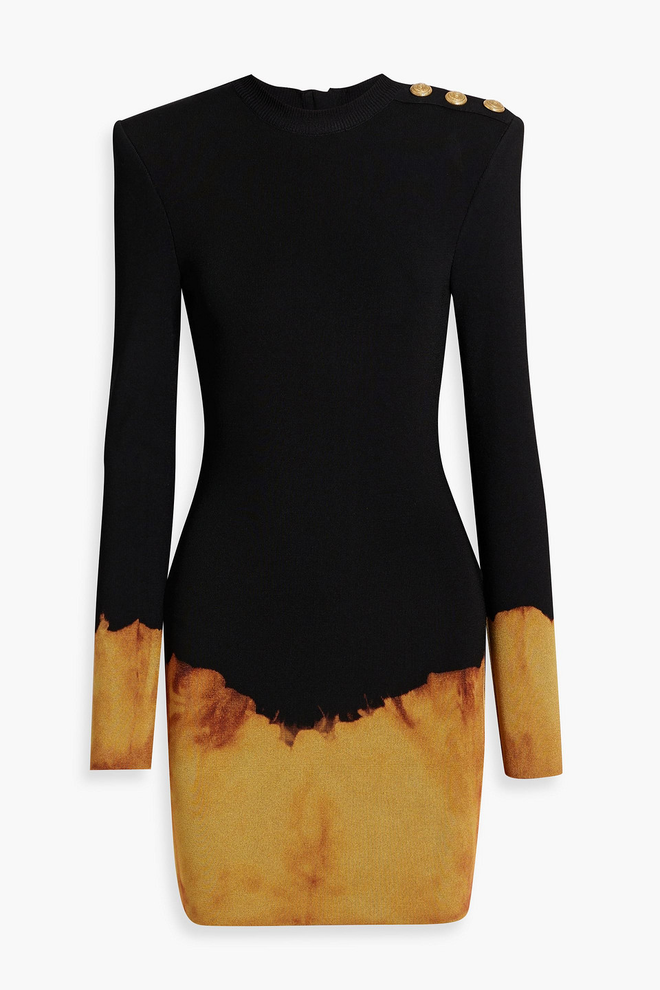 Balmain Printed Stretch-knit Mini Dress In Black