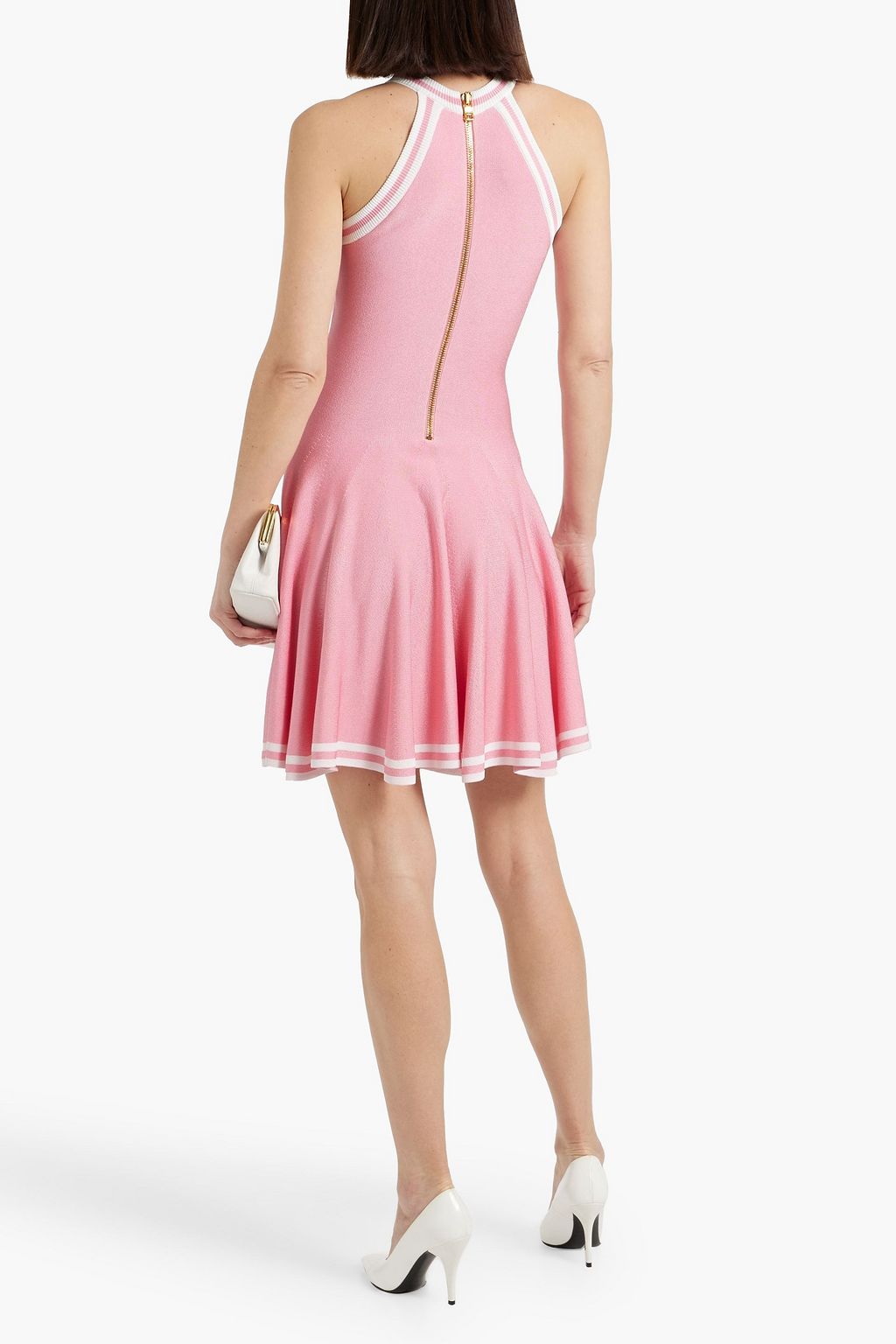 BALMAIN Striped jacquard-knit mini dress