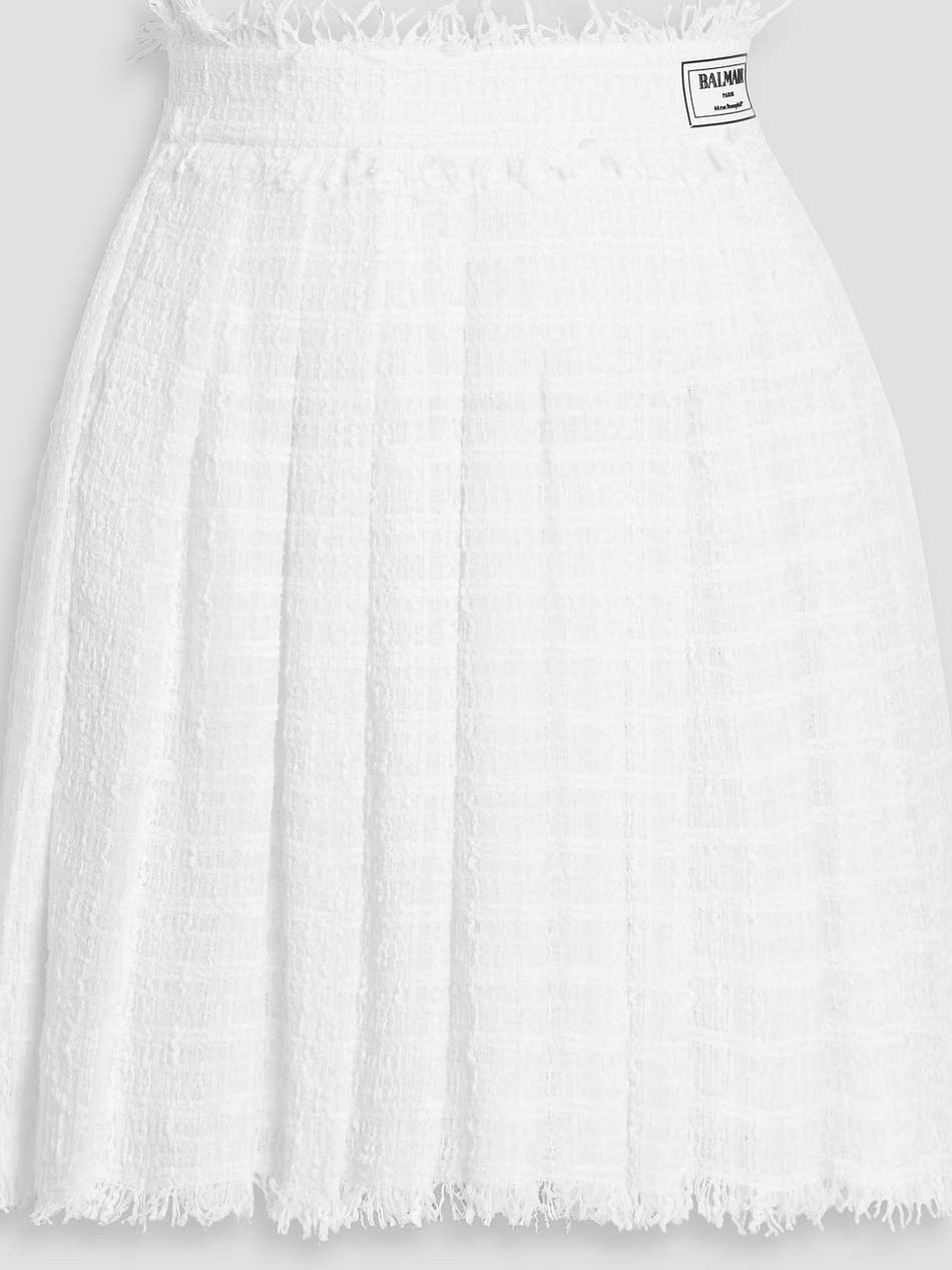 pleated tweed mini skirt