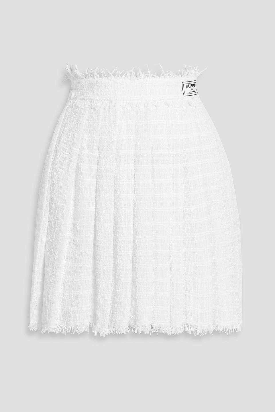 balmain - pleated tweed mini skirt - white - fr 34