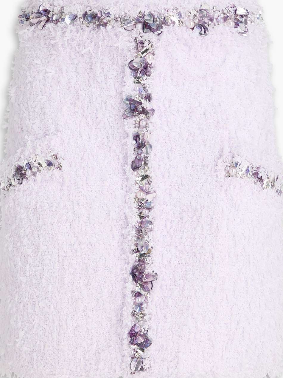 embellished frayed bouclé-tweed mini skirt