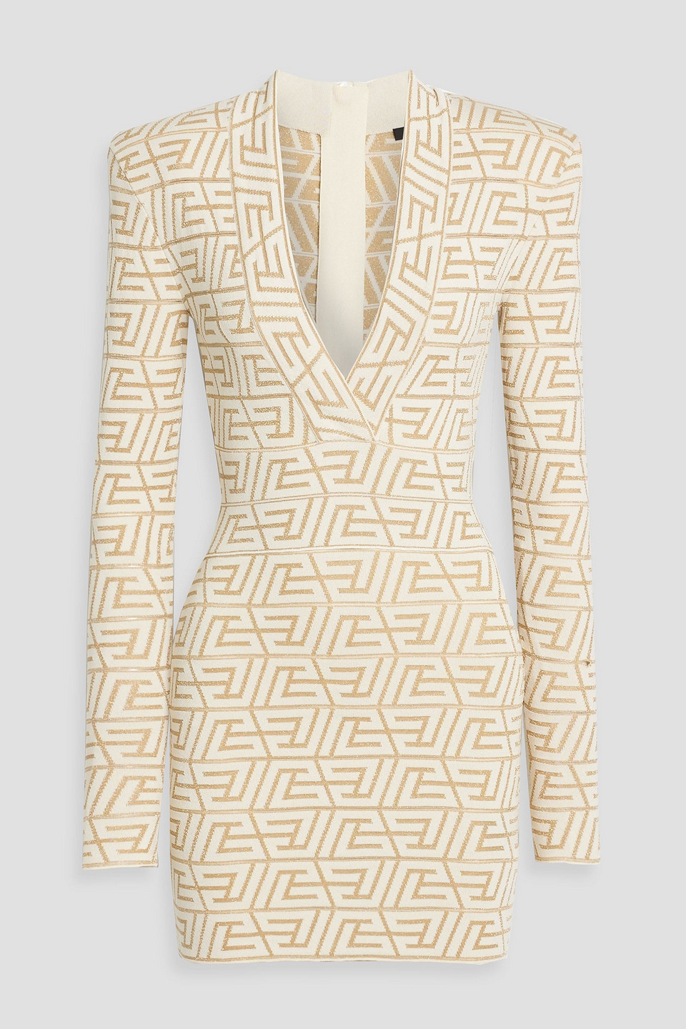 balmain - metallic jacquard-knit mini dress - white - fr 34