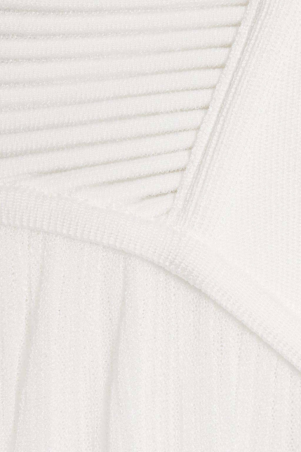 BALMAIN Pleated ribbed and crochet-knit mini dress