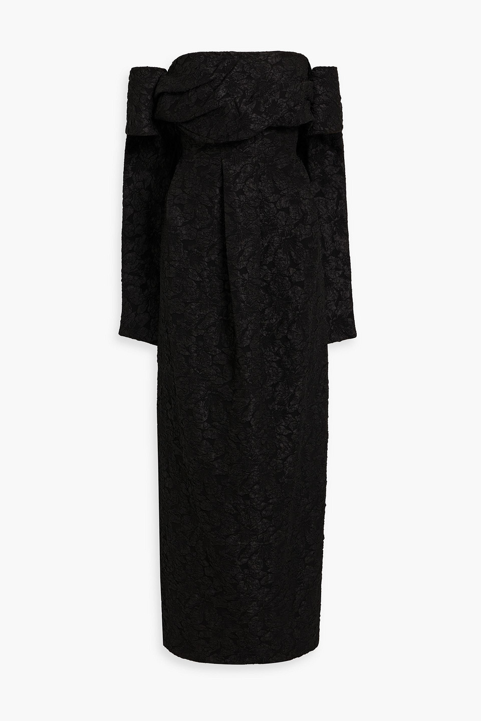 Ariana strapless draped cloqué gown