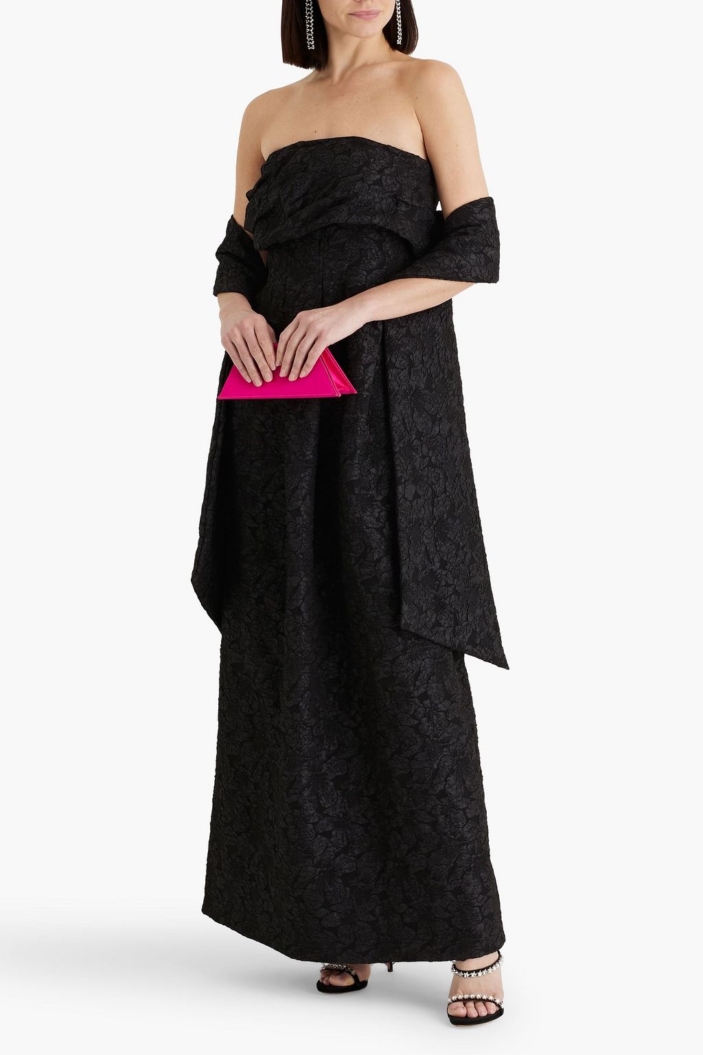 SIMKHAI Ariana strapless draped cloqué gown