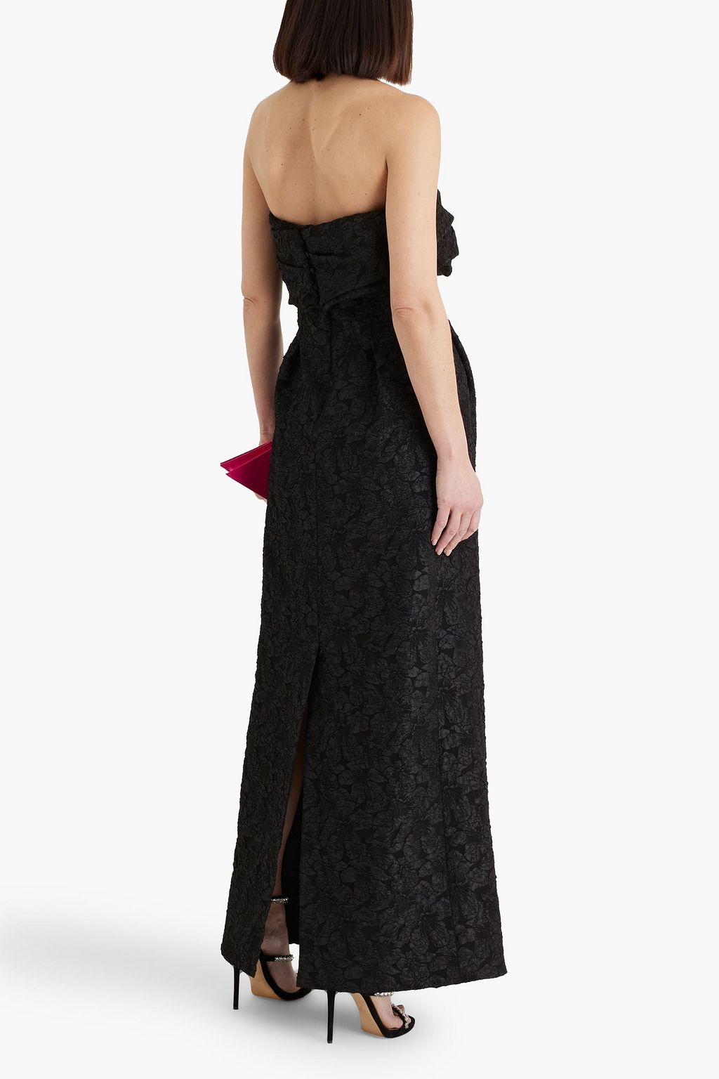 SIMKHAI Ariana strapless draped cloqué gown