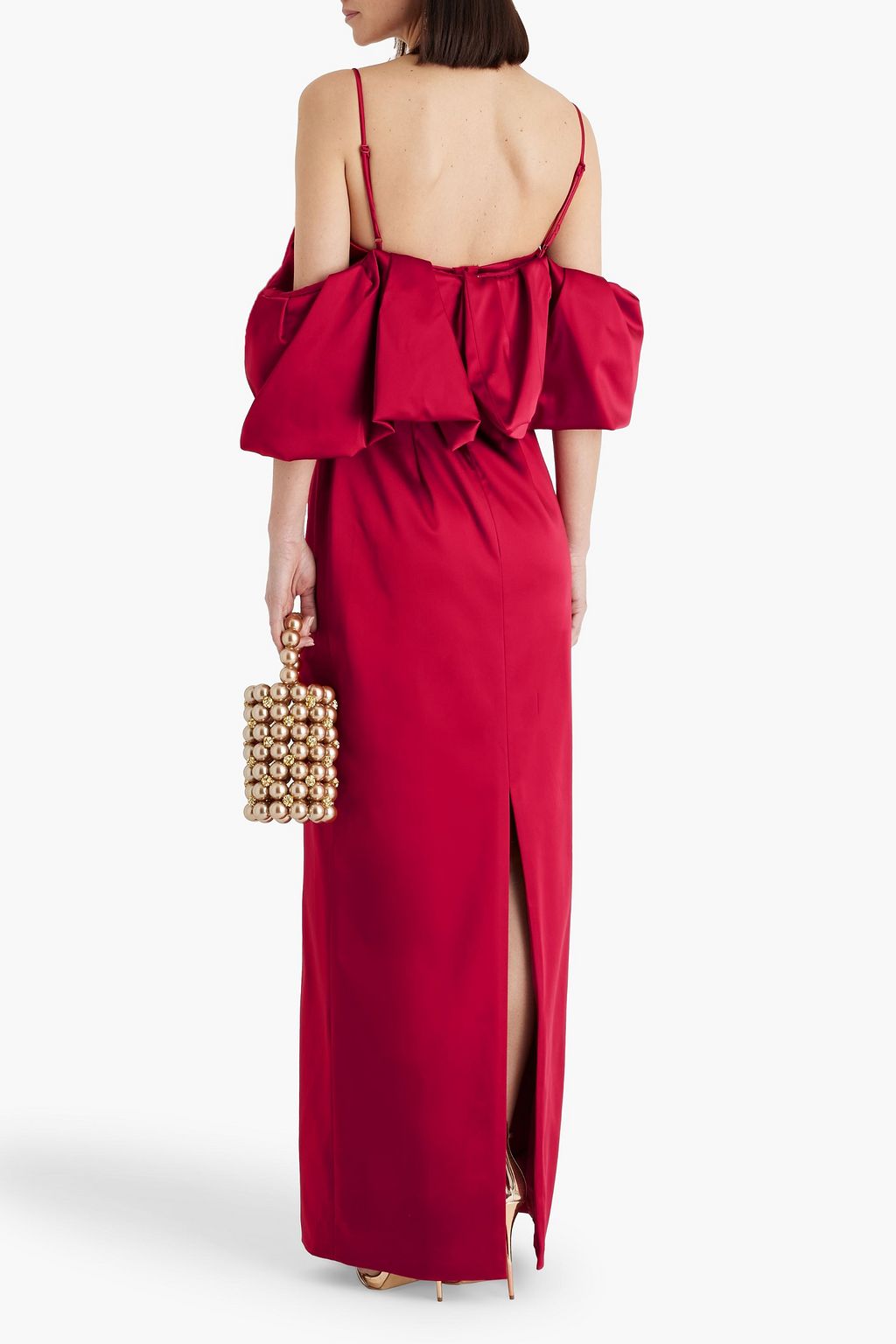 SIMKHAI Dorina cold-shoulder ruffled taffeta maxi dress