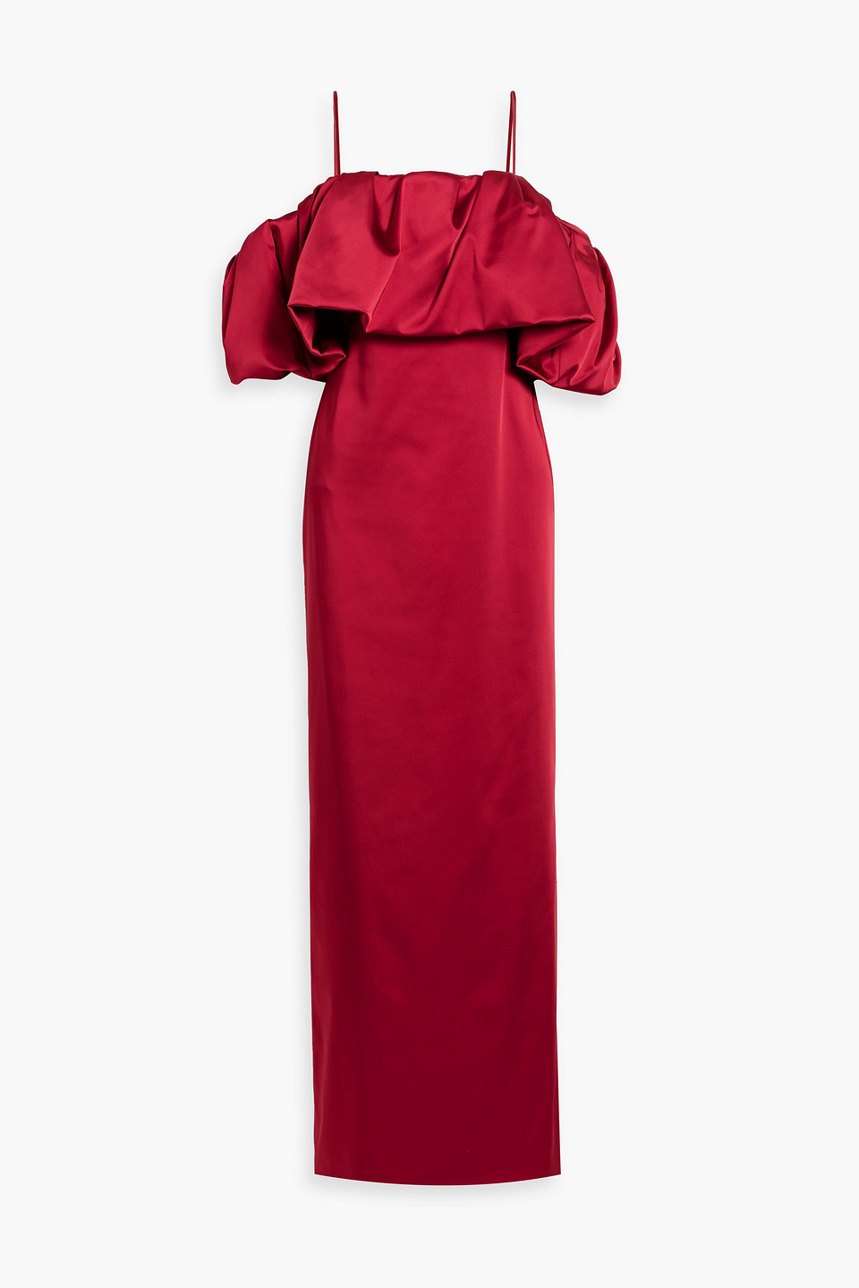 Simkhai Dorina Cold-shoulder Ruffled Taffeta Maxi Dress In Red