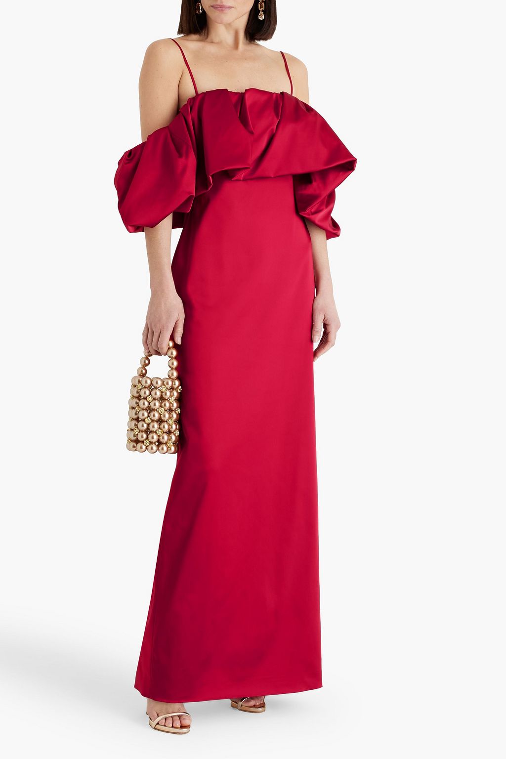SIMKHAI Dorina cold-shoulder ruffled taffeta maxi dress