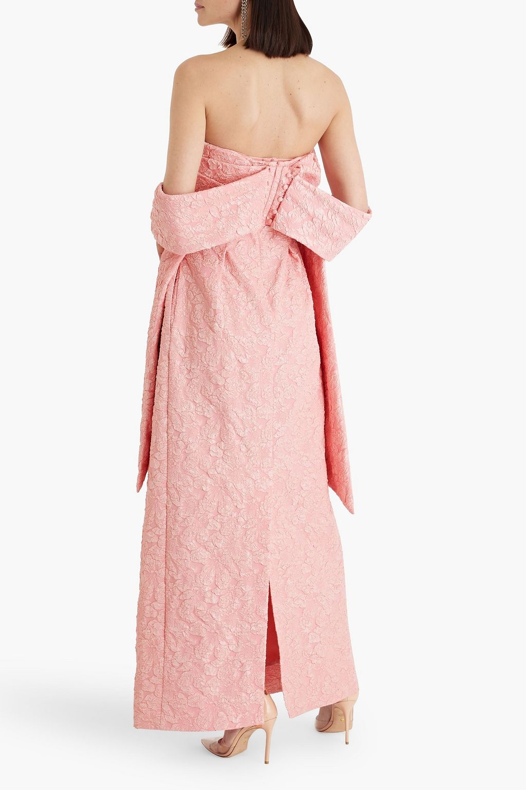 SIMKHAI Ariana strapless draped cloqué gown