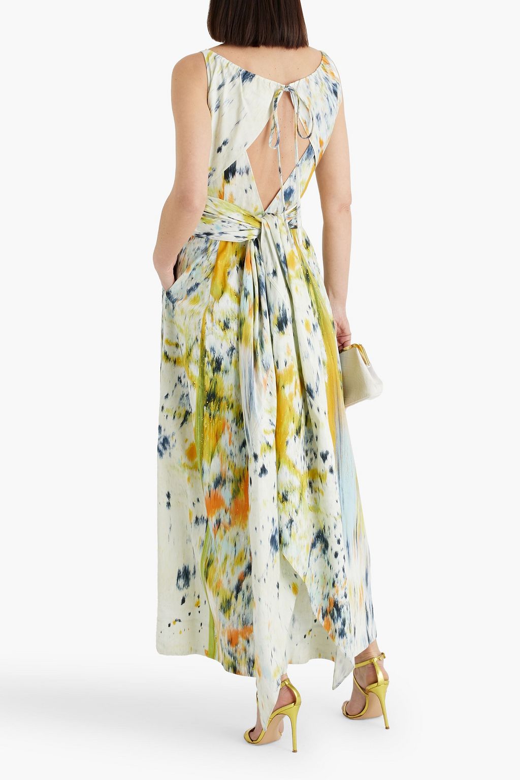 OSCAR DE LA RENTA Cutout printed cotton-blend midi dress