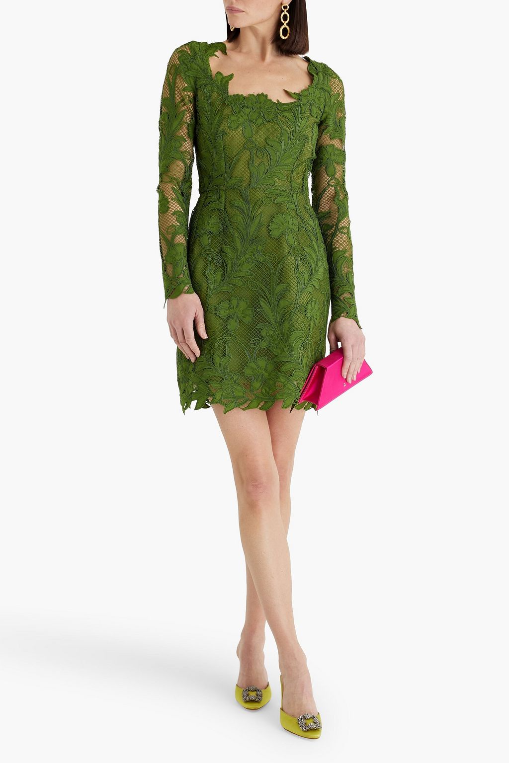 OSCAR DE LA RENTA Guipure lace mini dress