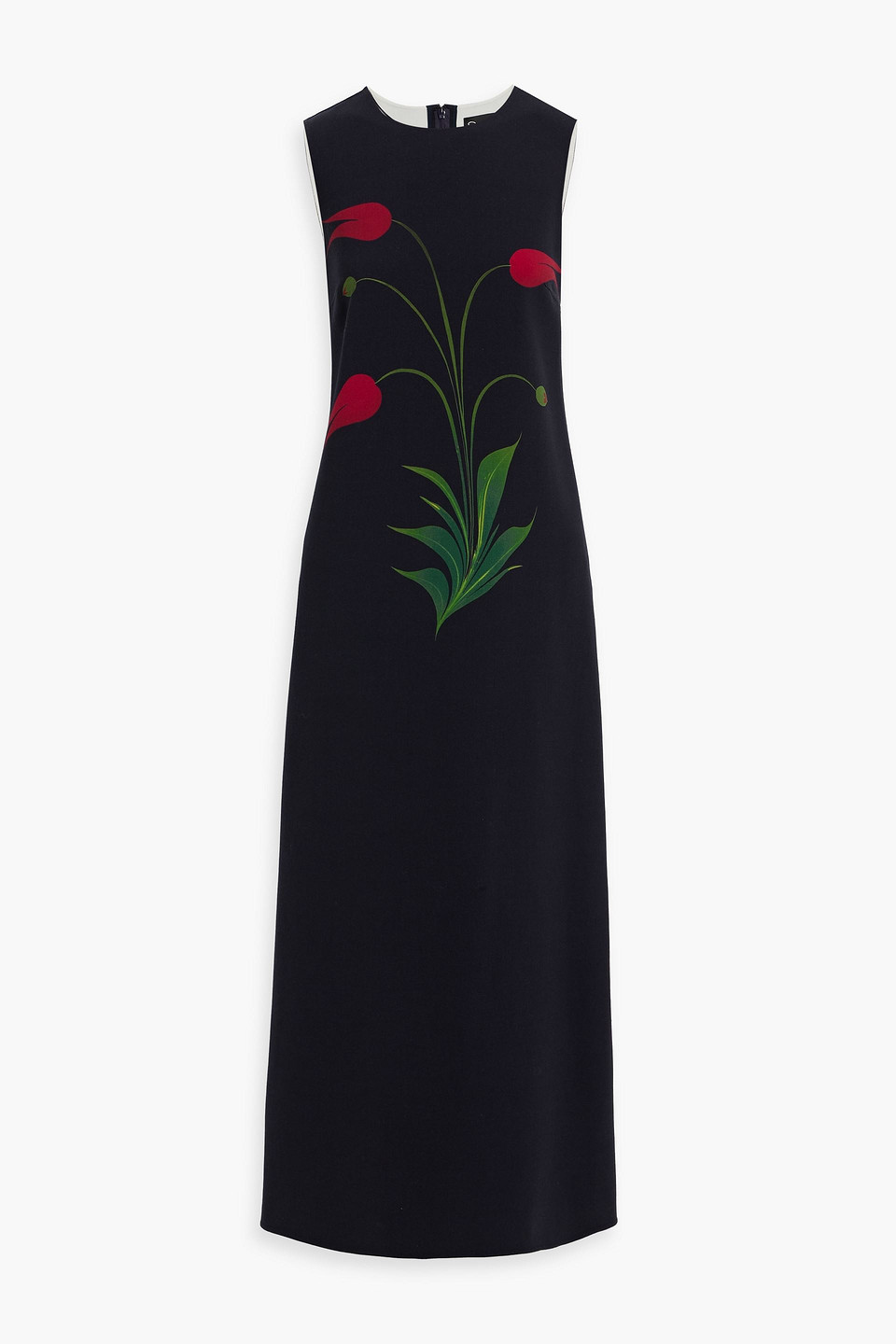 Oscar De La Renta Floral-print Grain De Poudre Wool-blend Midi Dress