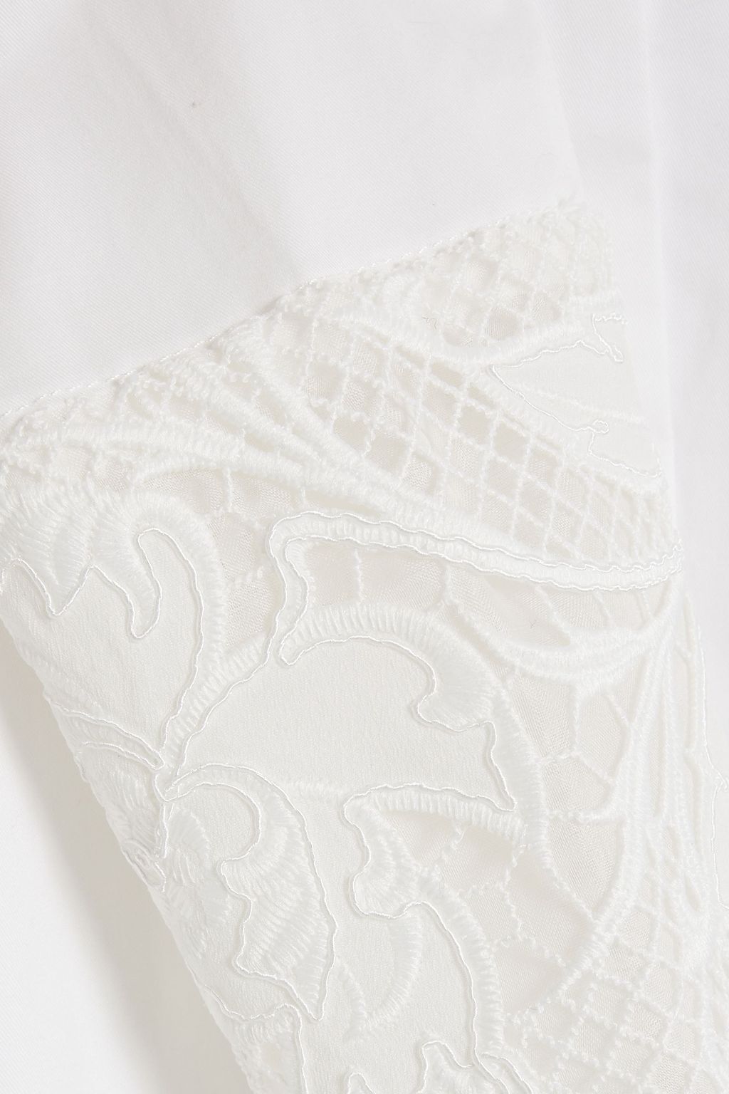 OSCAR DE LA RENTA Guipure lace-trimmed cotton-blend poplin midi shirt dress
