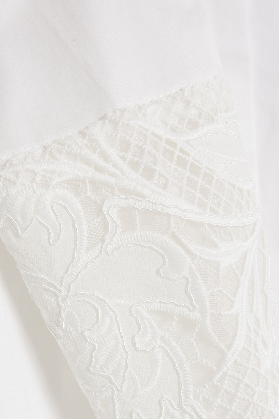 Oscar De La Renta Guipure Lace-trimmed Cotton-blend Poplin Midi Shirt Dress