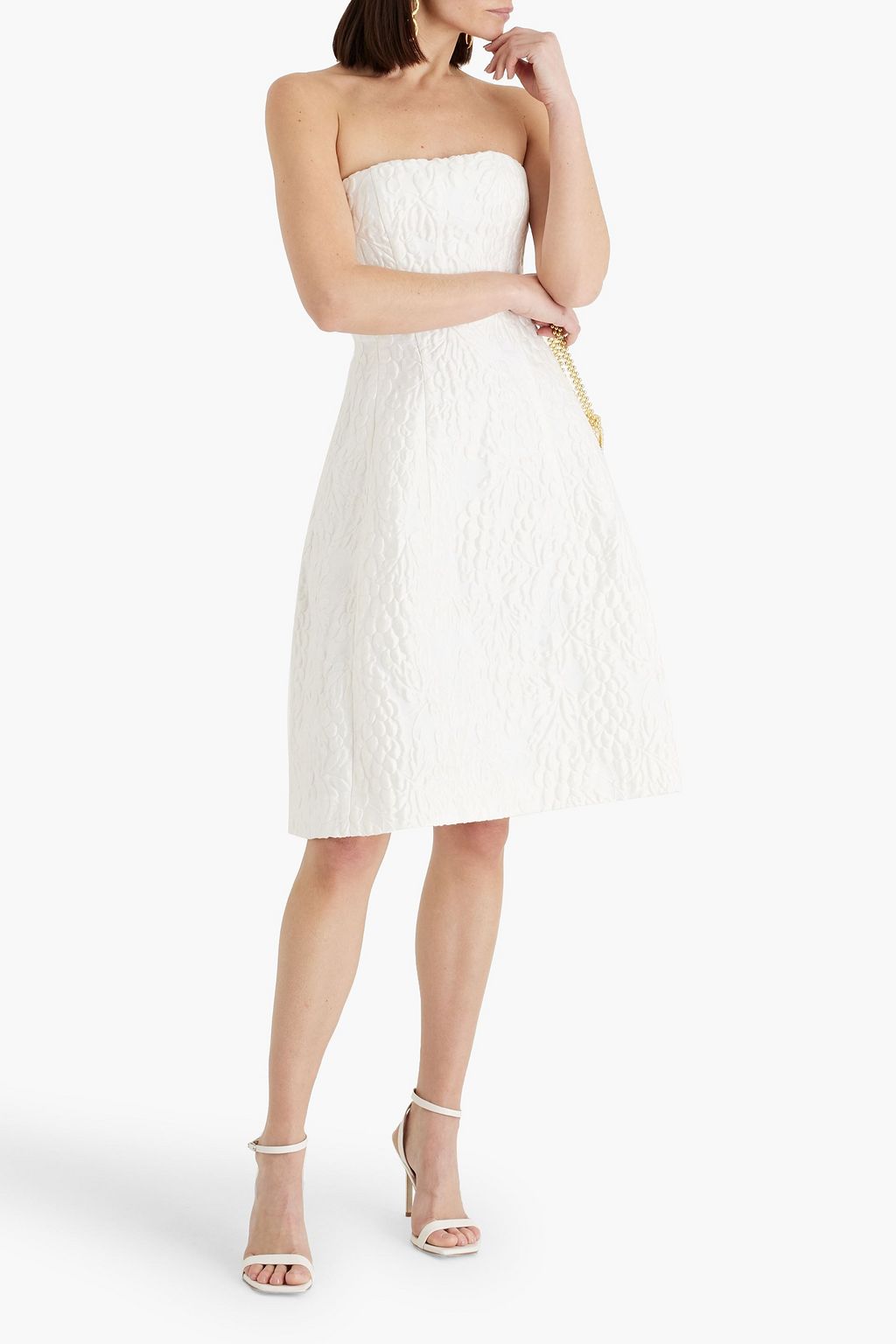 OSCAR DE LA RENTA Strapless cloqué dress
