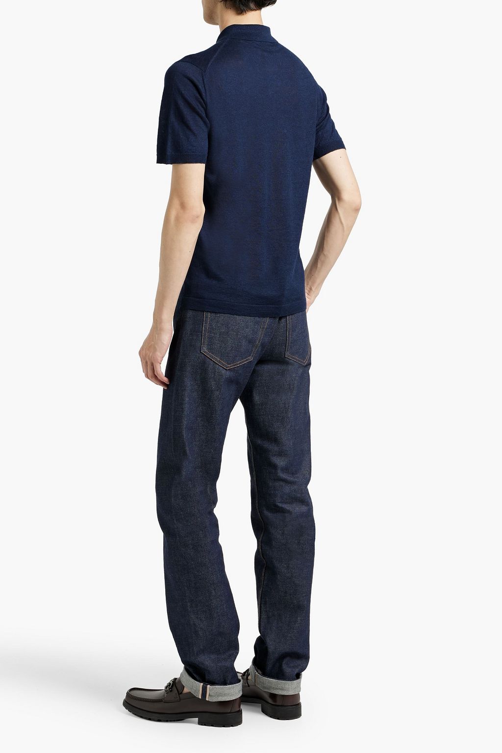 BOGLIOLI Linen, cashmere and silk-blend polo shirt