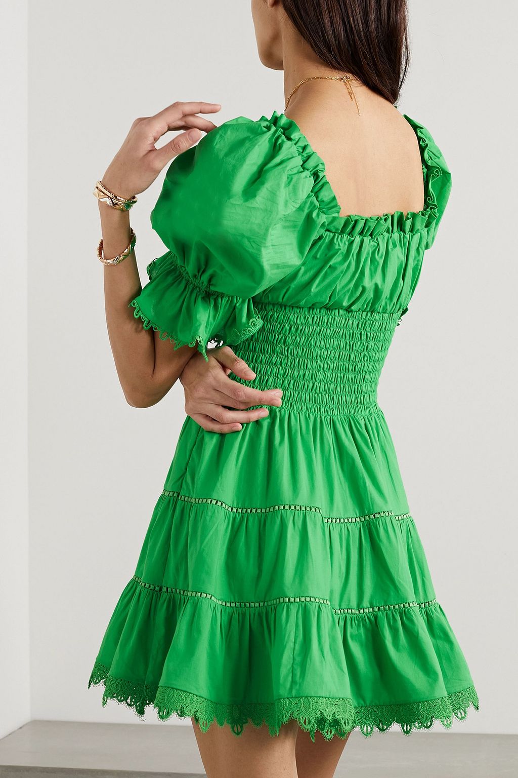 CHARO RUIZ IBIZA Giulia guipure lace-trimmed cotton-blend voile mini dress