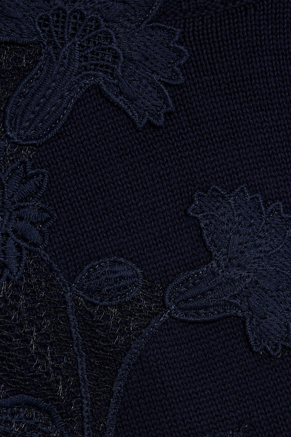 Oscar De La Renta Embroidered Cotton Sweater In Blue