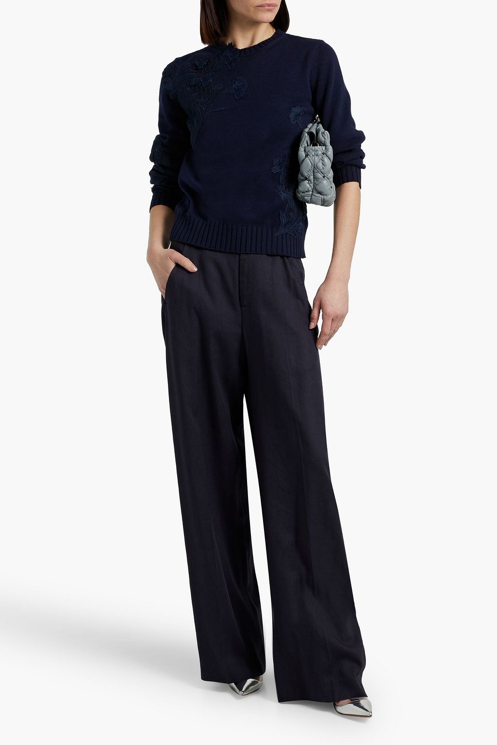 OSCAR DE LA RENTA Embroidered cotton sweater