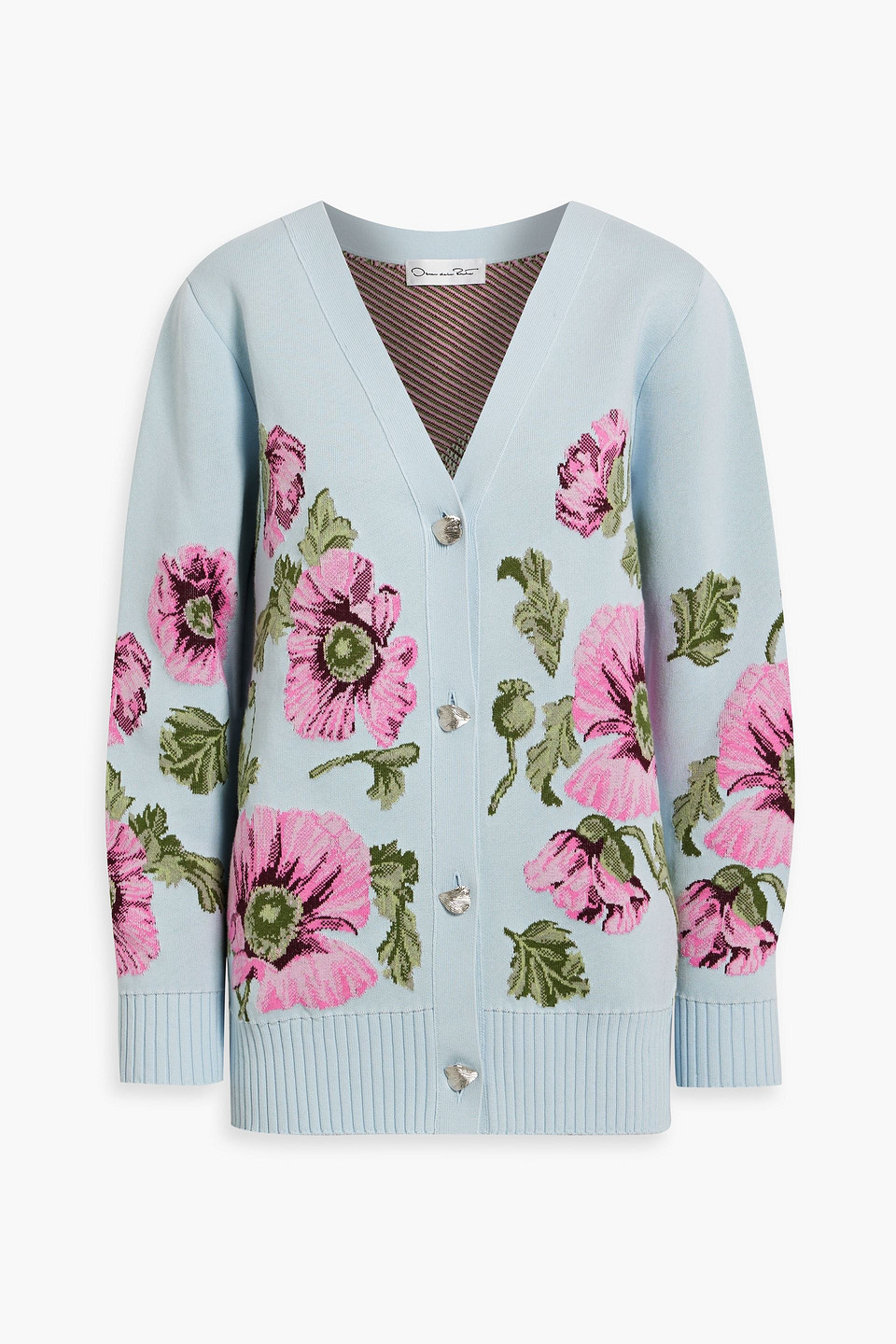 Oscar De La Renta Jacquard-knit Cotton-blend Cardigan