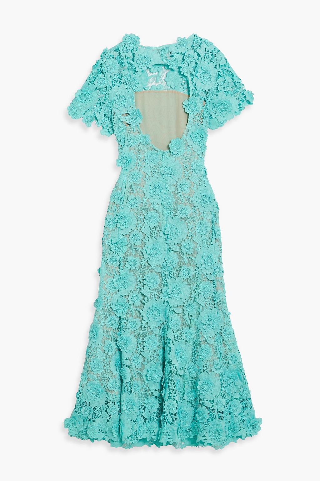 OSCAR DE LA RENTA ギピュールレース マキシワンピース カットアウト