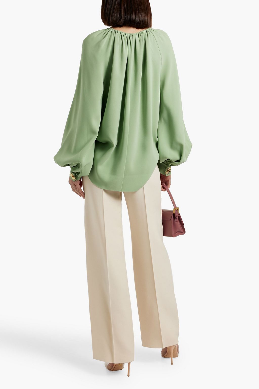 OSCAR DE LA RENTA Silk-blend crepe blouse