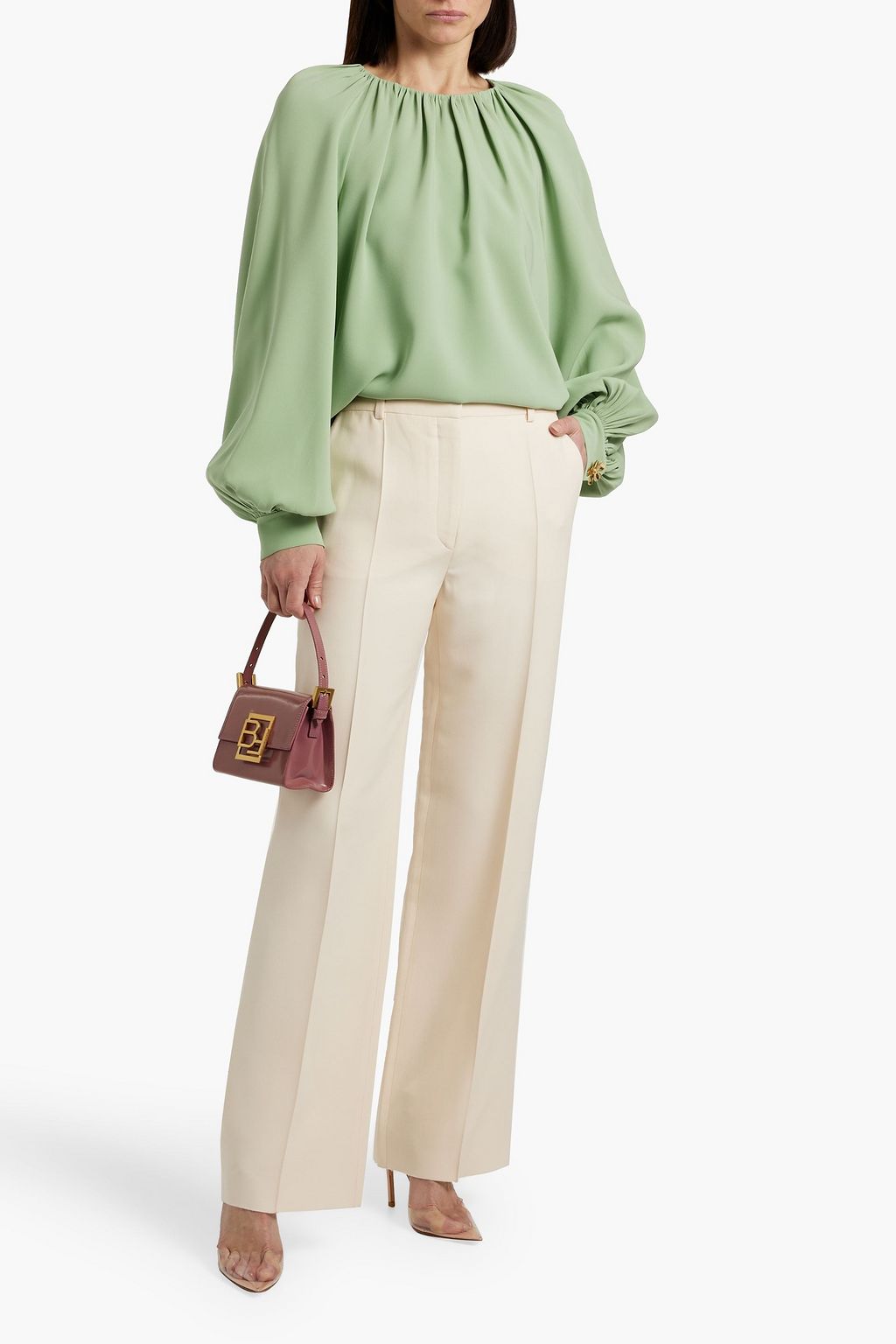 OSCAR DE LA RENTA Silk-blend crepe blouse