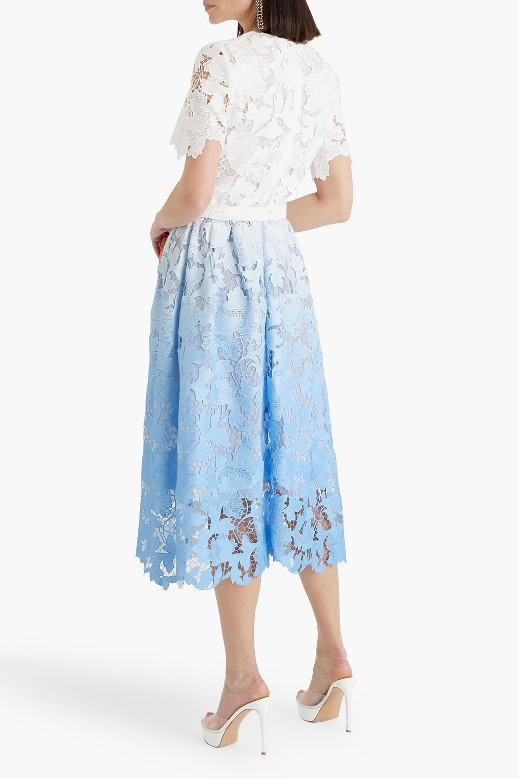 OSCAR DE LA RENTA Dégradé guipure lace midi dress