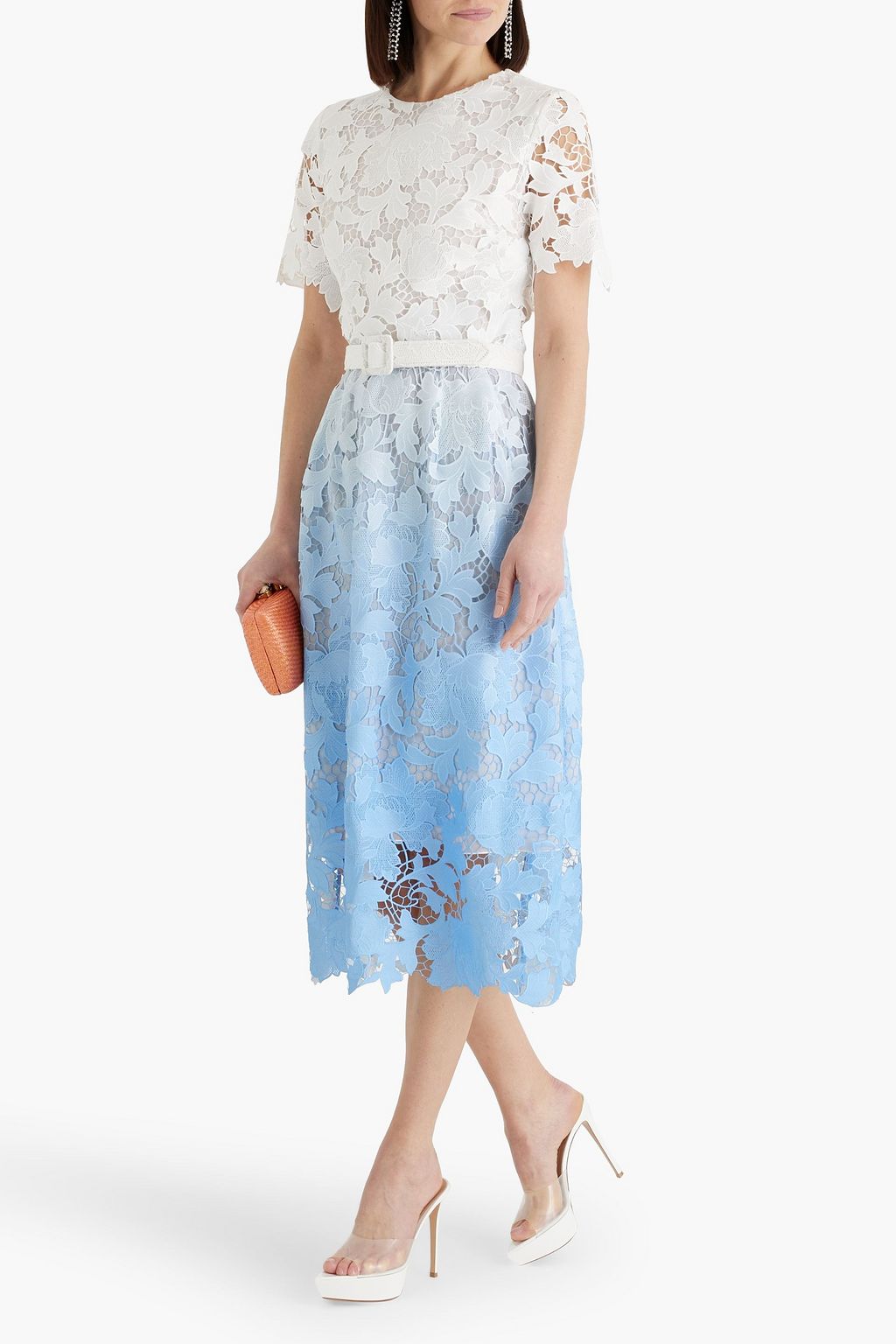 OSCAR DE LA RENTA Dégradé guipure lace midi dress