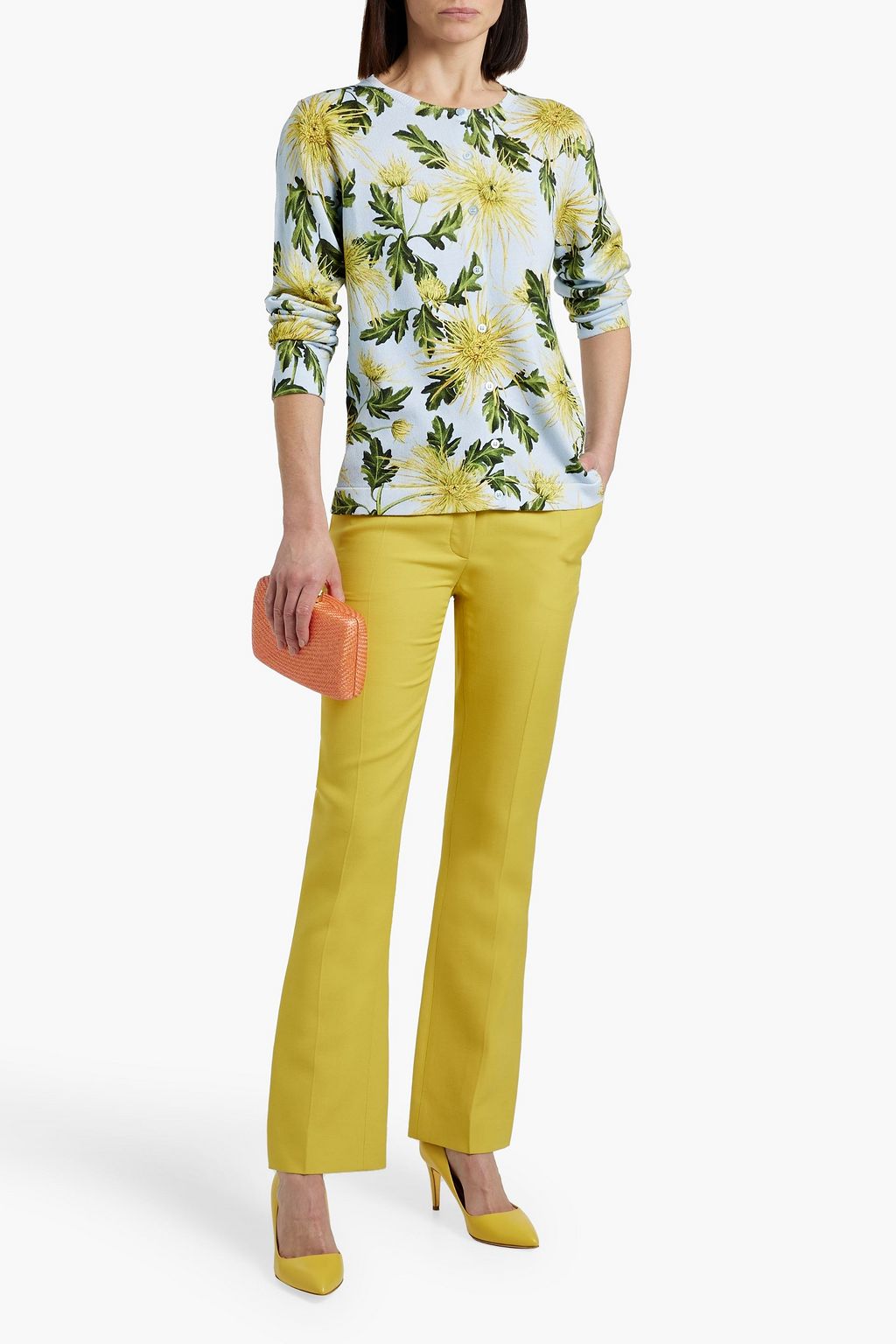 OSCAR DE LA RENTA Jacquard-knit cotton-blend cardigan