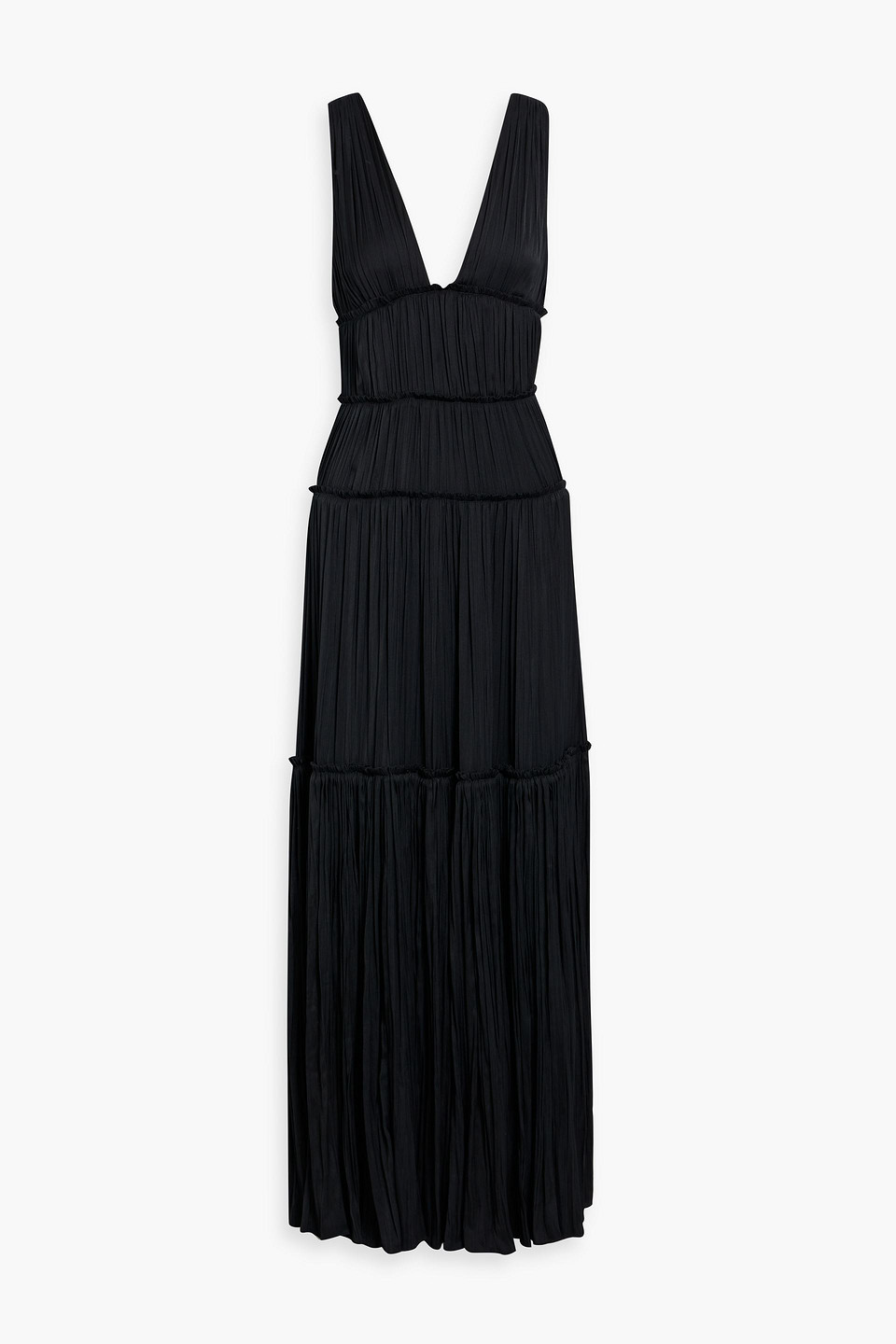 Mandi tiered pleated satin gown