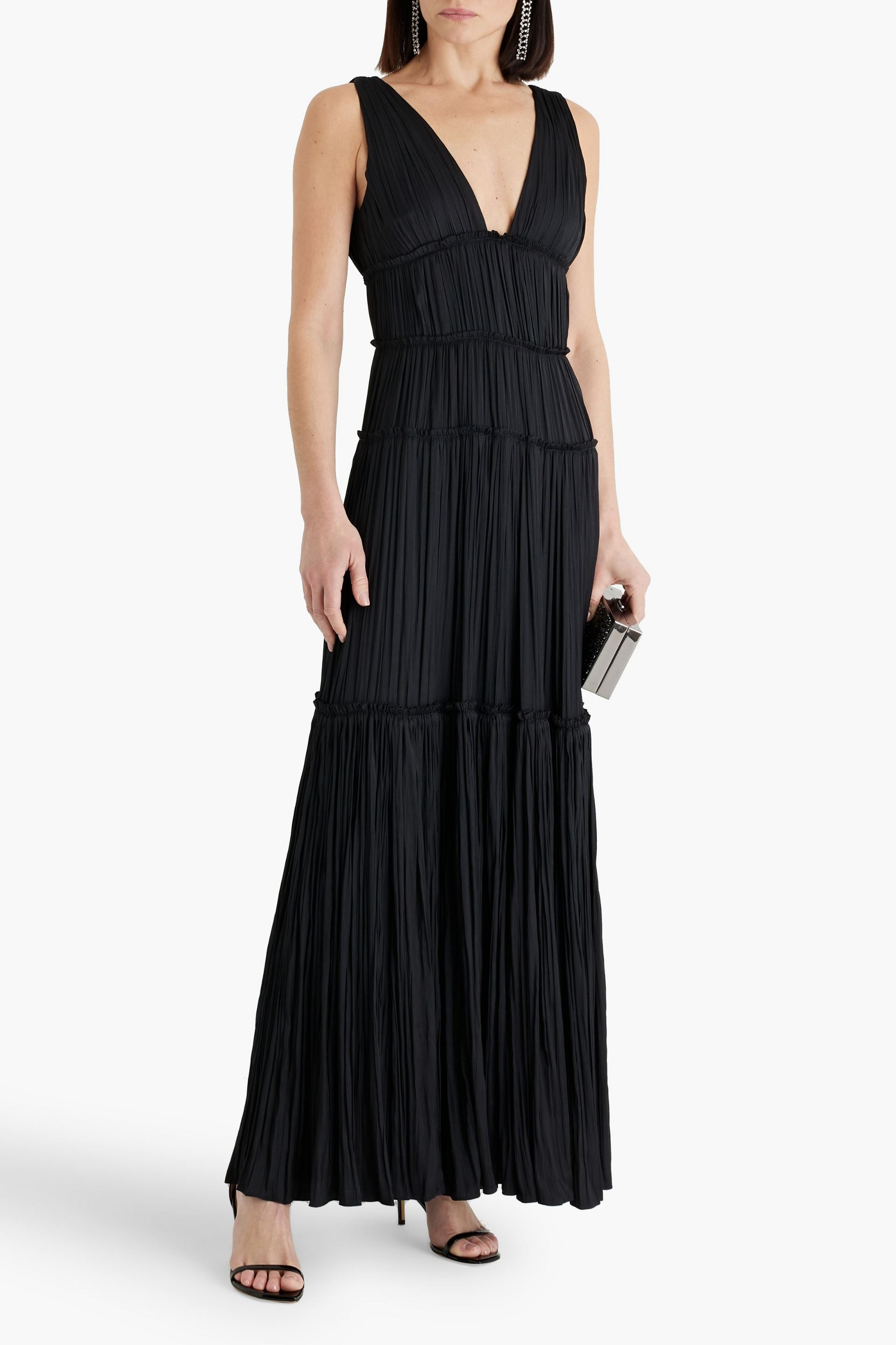 SIMKHAI Mandi tiered pleated satin gown