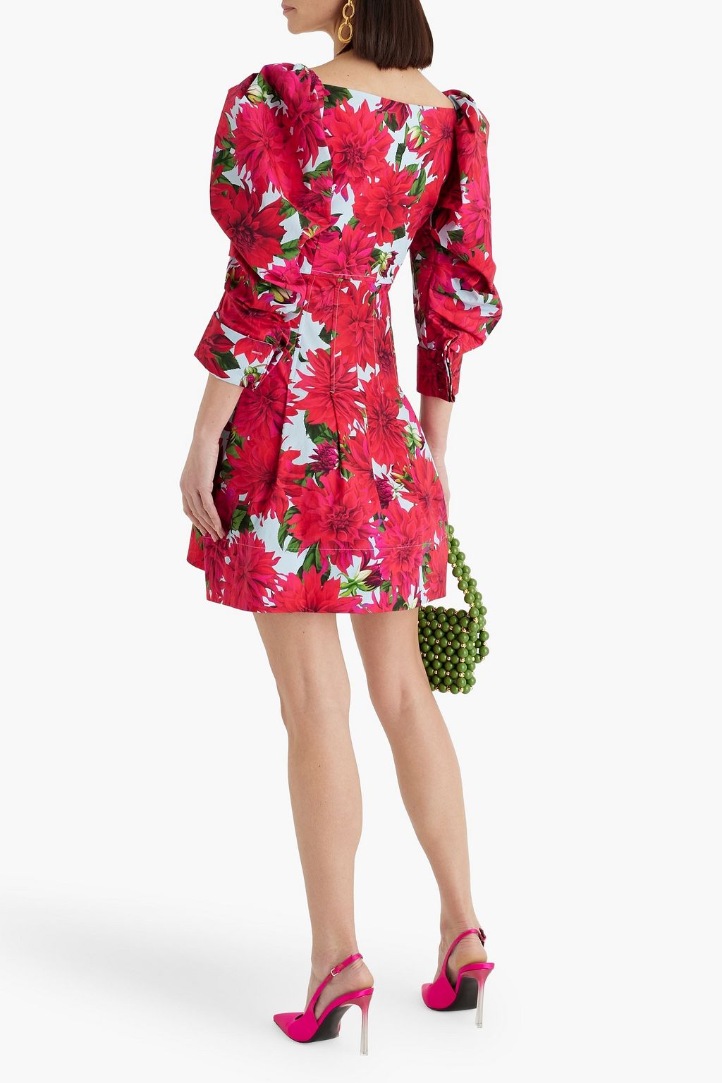 OSCAR DE LA RENTA Floral-print cotton-blend poplin mini dress