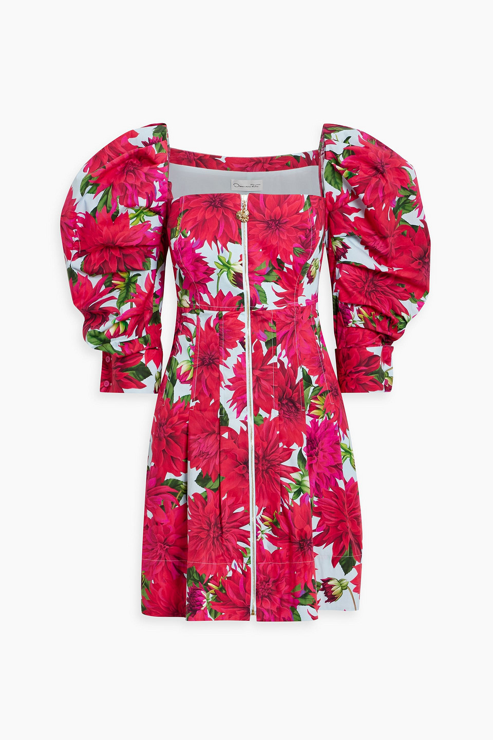 Oscar De La Renta Floral-print Cotton-blend Poplin Mini Dress