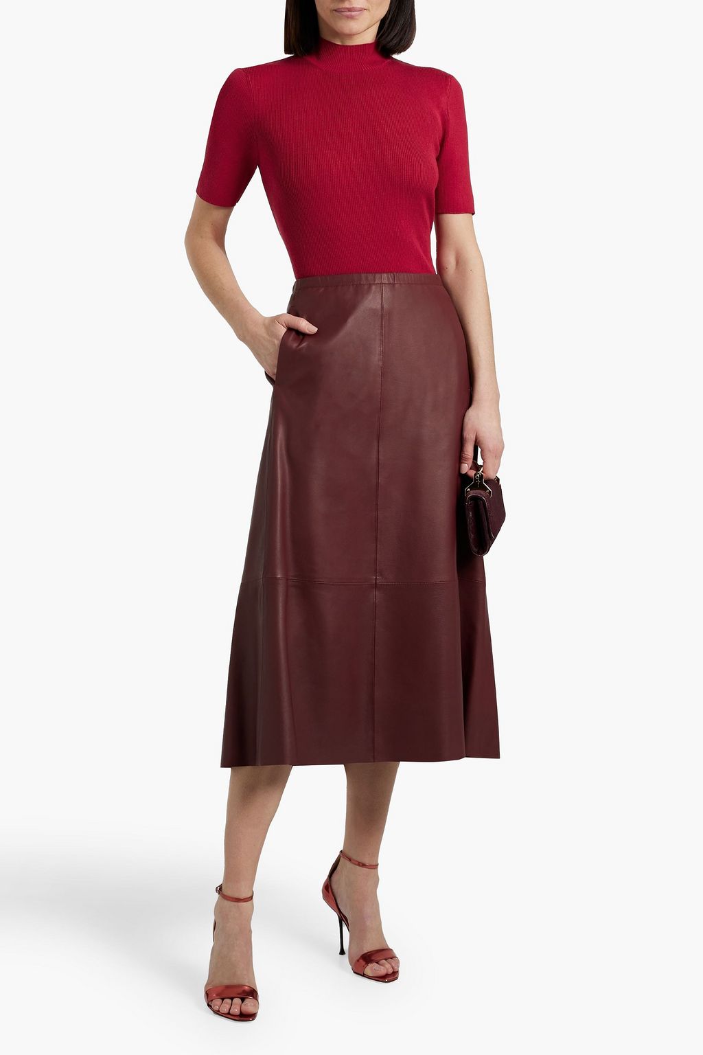 OSCAR DE LA RENTA Ribbed silk-blend turtleneck top