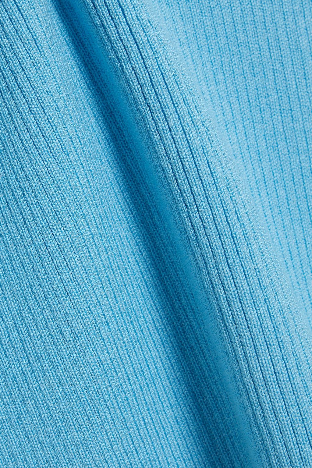 OSCAR DE LA RENTA Ribbed silk-blend turtleneck top