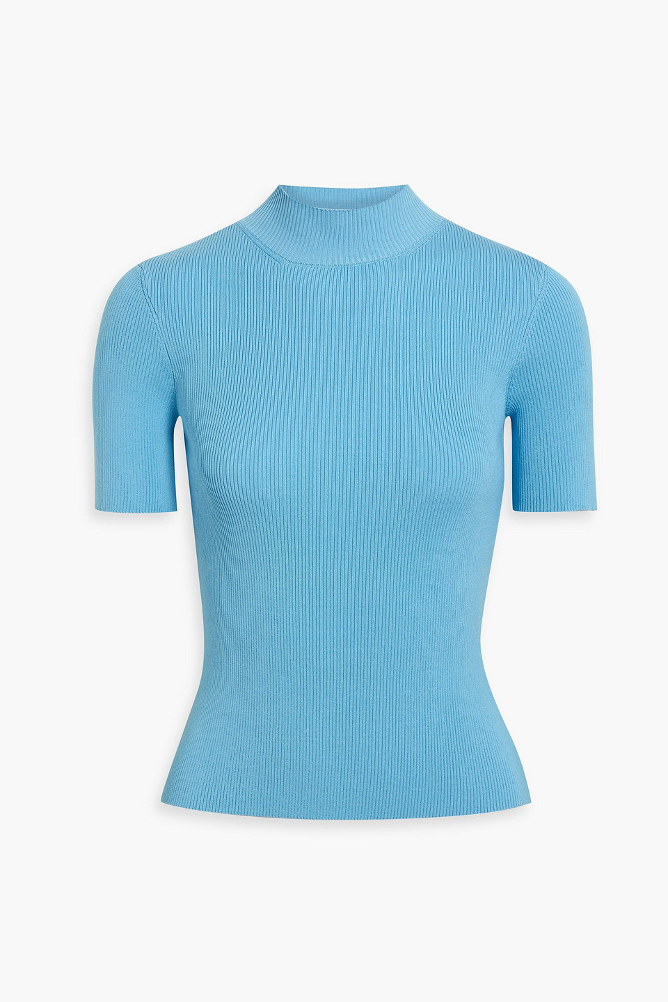 Ribbed silk-blend turtleneck top