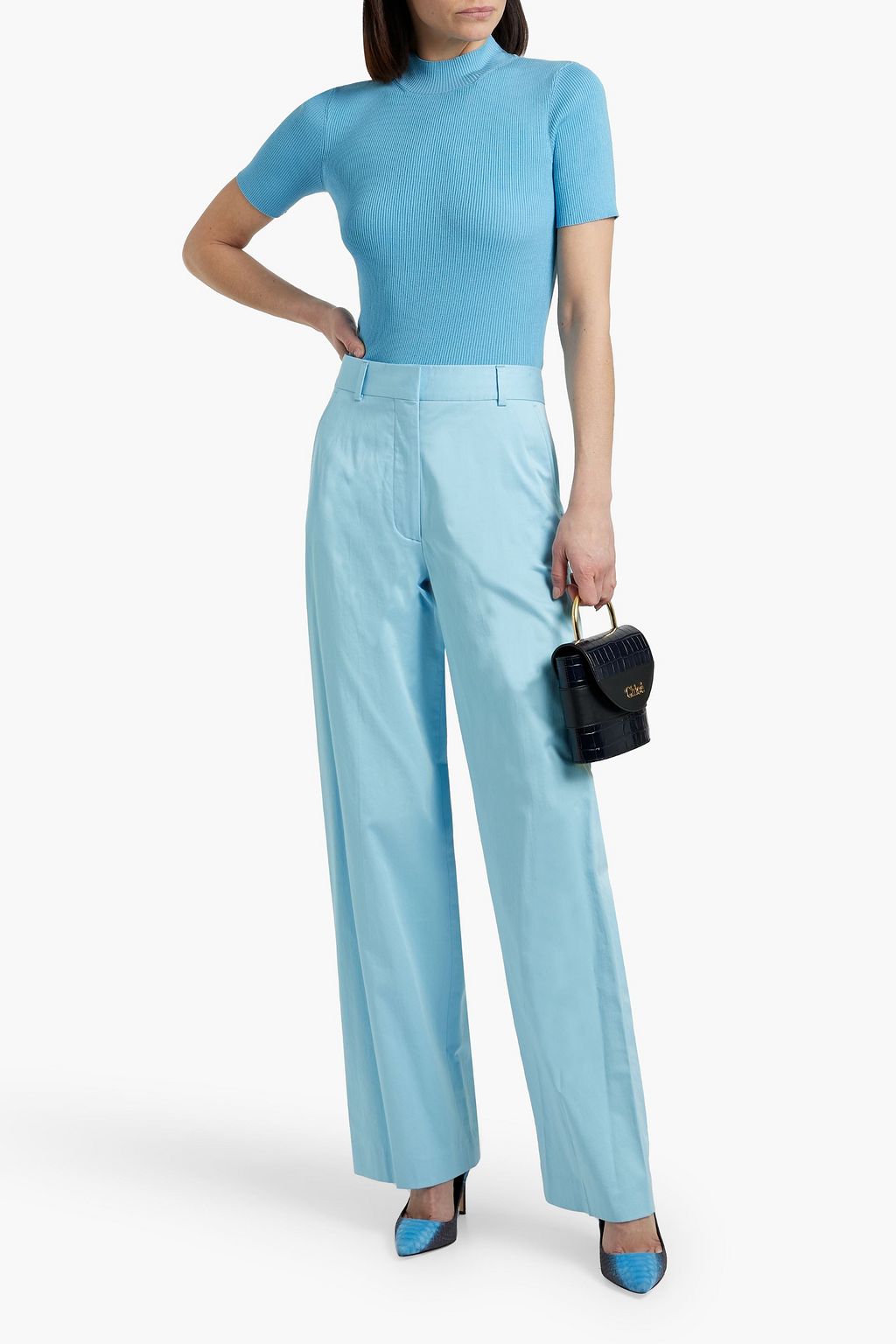 OSCAR DE LA RENTA Ribbed silk-blend turtleneck top