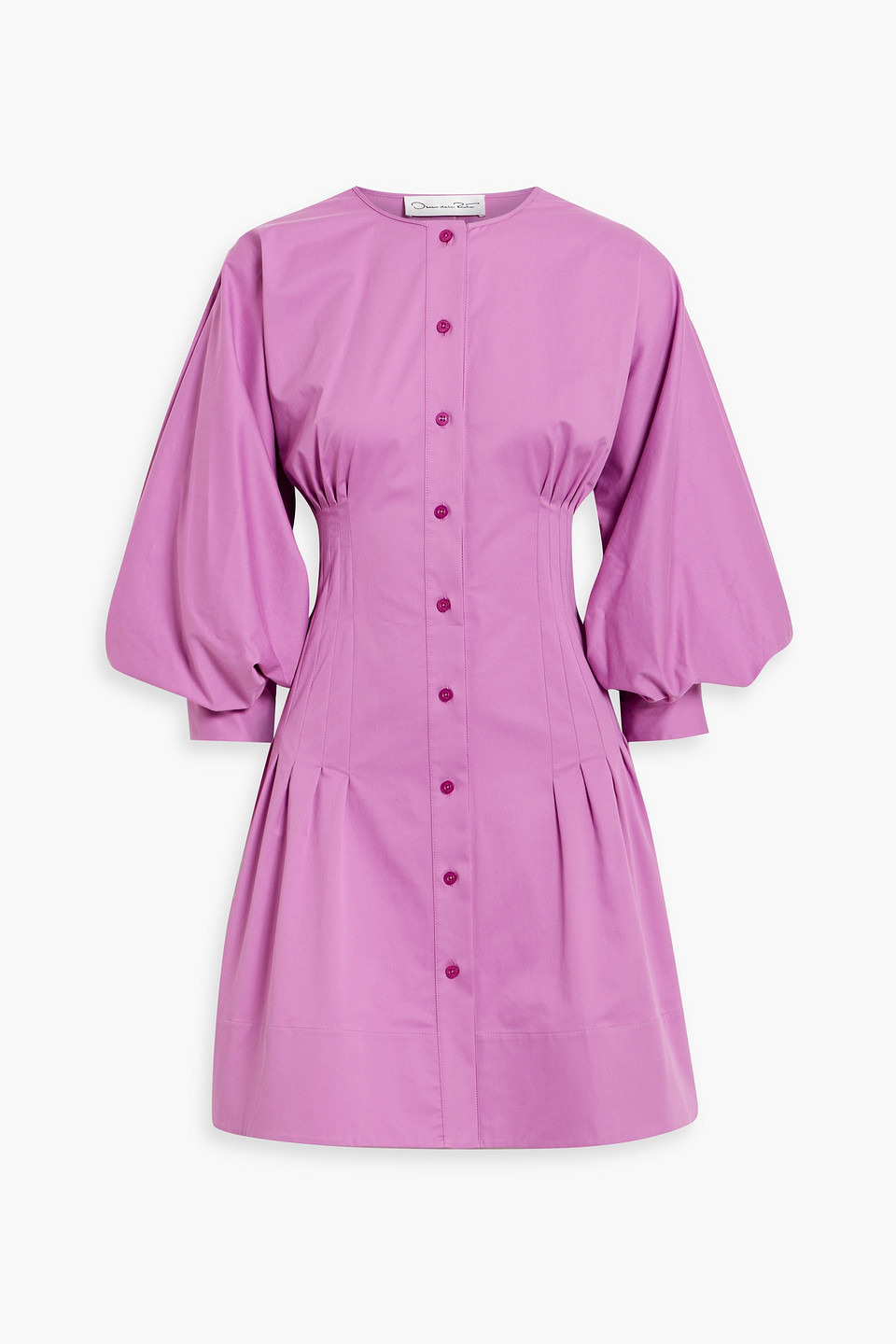 Oscar De La Renta Pintucked Cotton-blend Poplin Mini Dress