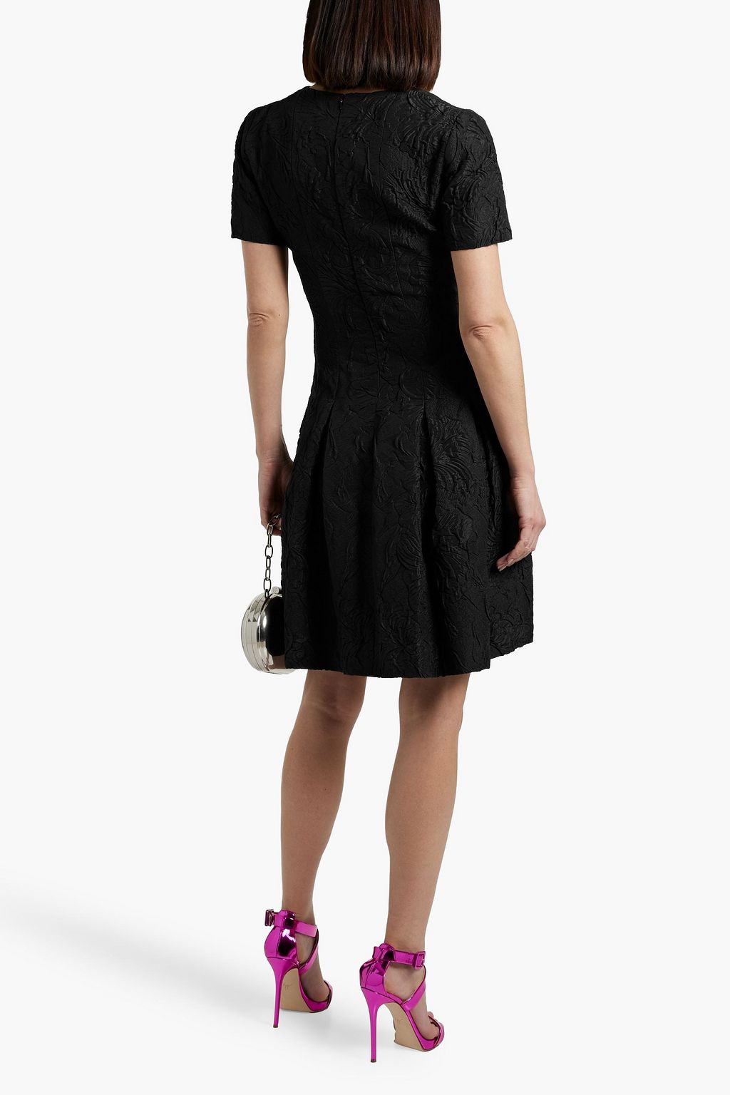 OSCAR DE LA RENTA Pleated satin-cloqué mini dress
