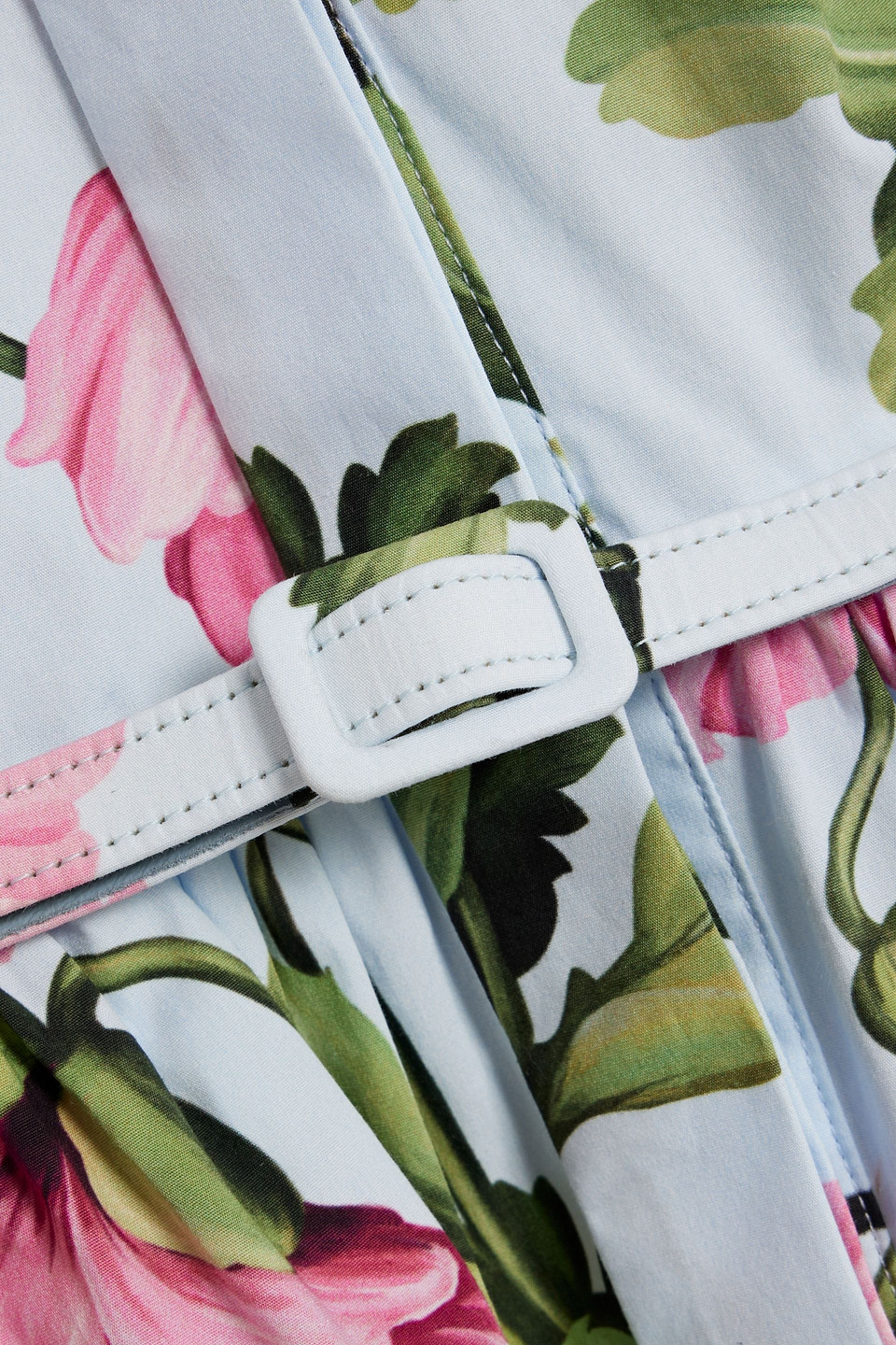 Oscar De La Renta Belted Floral-print Cotton-blend Poplin Mini Dress