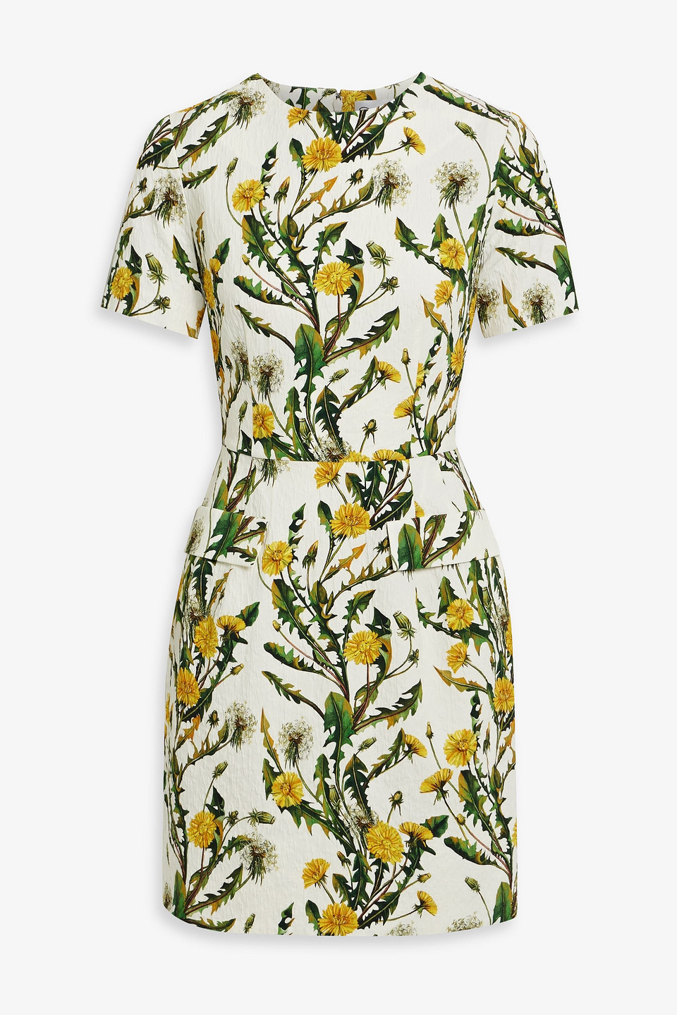 Floral-print cotton-blend cloqué mini dress