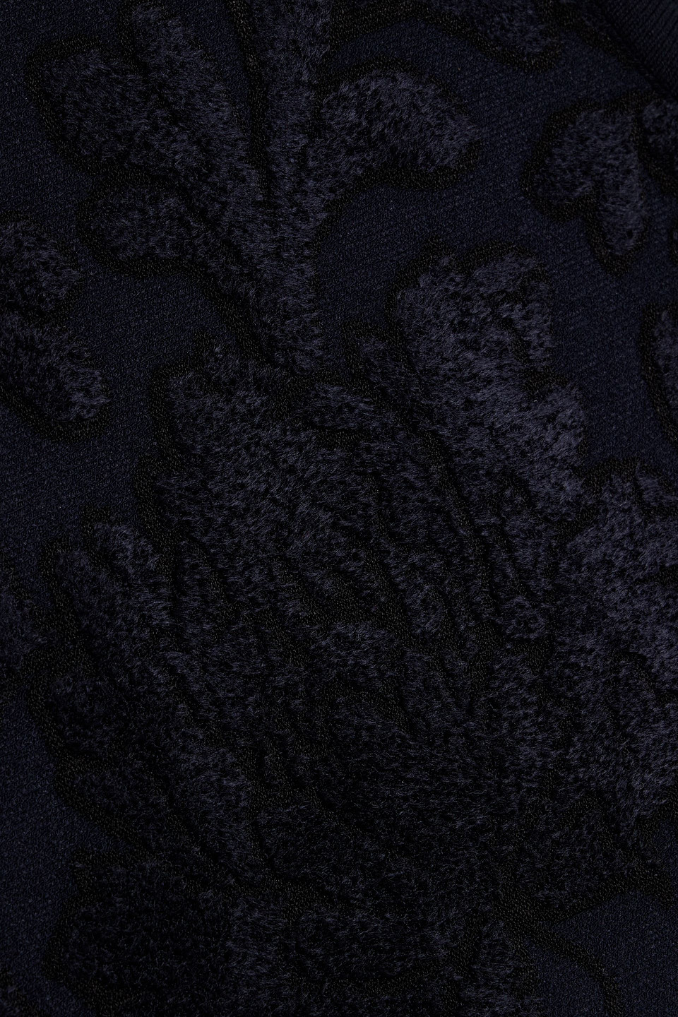 Oscar De La Renta Guipure Lace-trimmed Velvet-jacquard Dress In Blue
