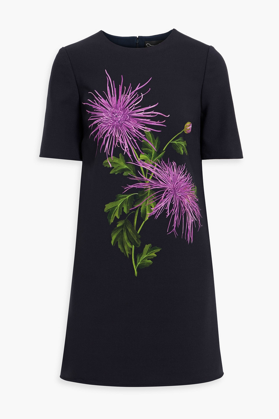 Oscar De La Renta Floral-print Grain De Poudre Wool-blend Mini Dress