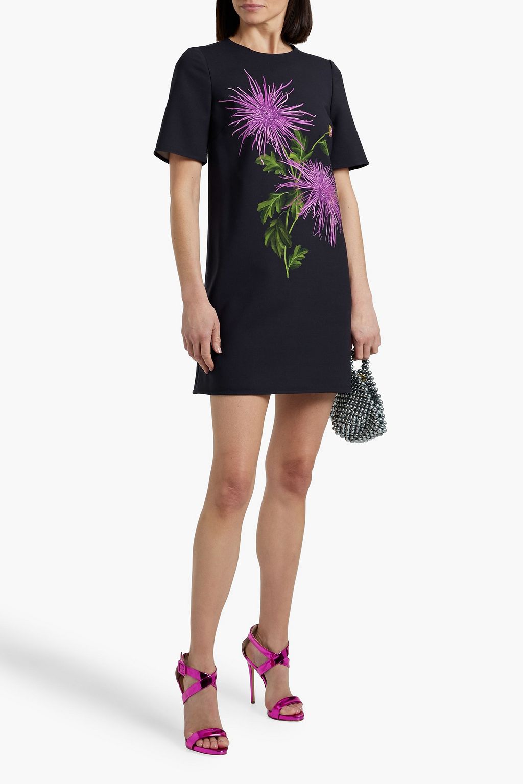 OSCAR DE LA RENTA Floral-print grain de poudre wool-blend mini dress