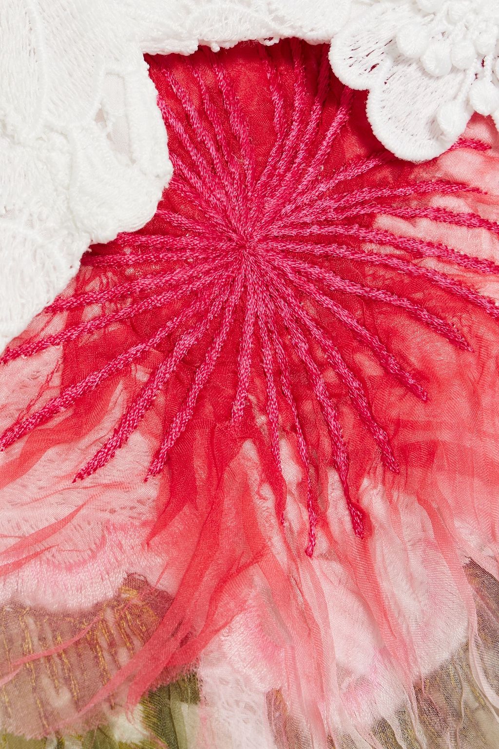 OSCAR DE LA RENTA Floral-appliquéd guipure lace shirt
