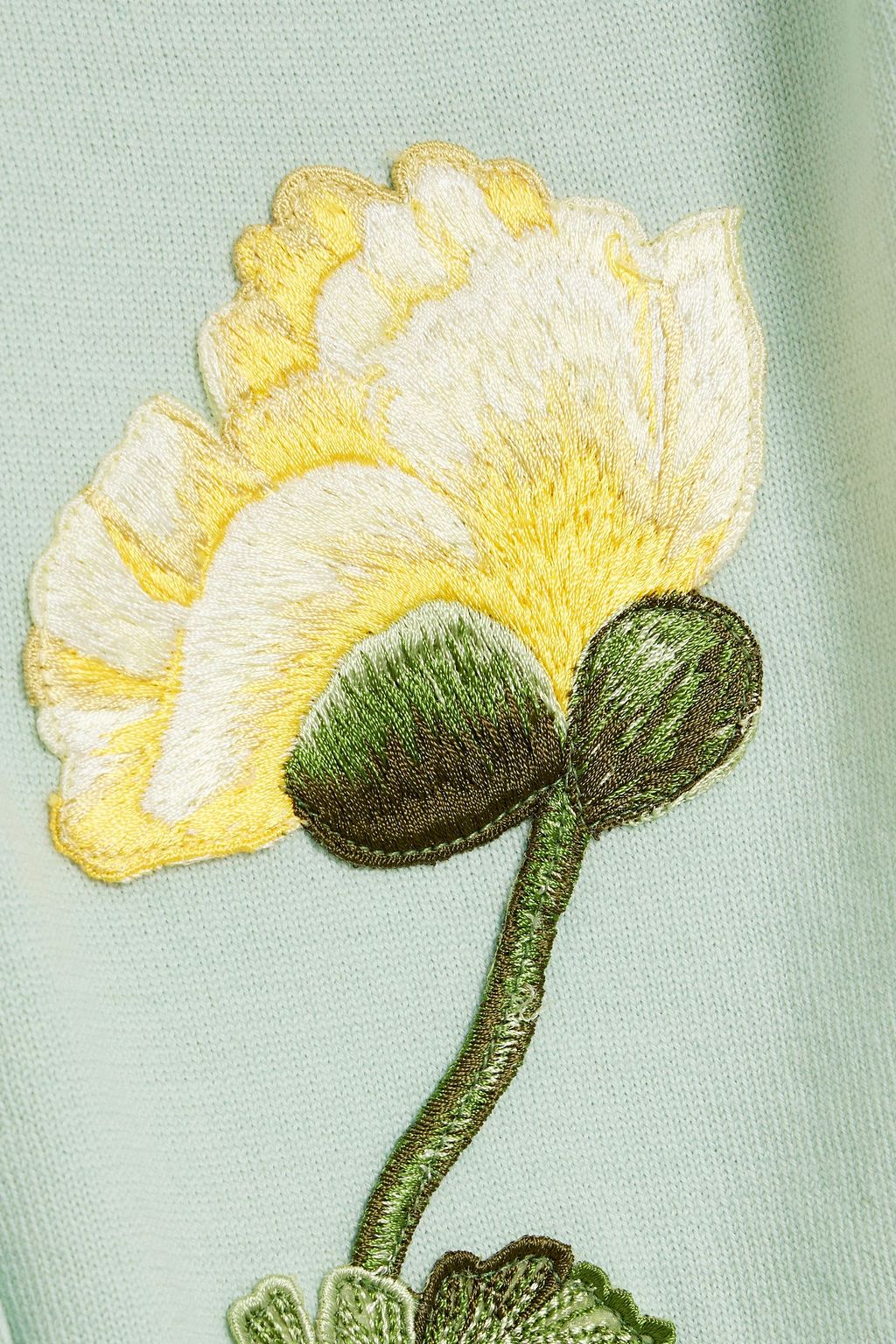 OSCAR DE LA RENTA Floral-appliquéd wool cardigan