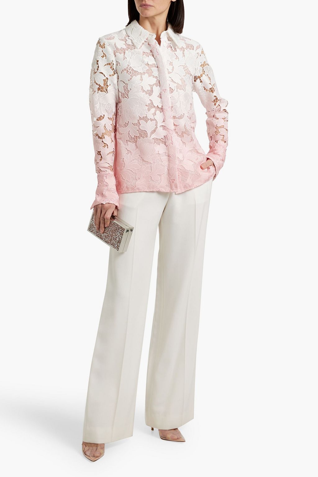 OSCAR DE LA RENTA Dégradé guipure lace shirt
