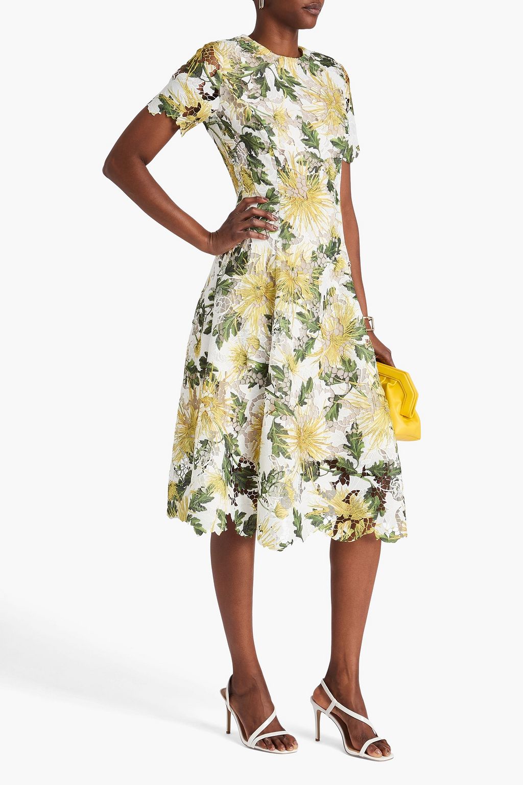 OSCAR DE LA RENTA ギピュールレース ミディワンピース